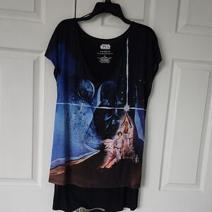 NWOT Rock & Republic Star Wars Navy and Black Graphic Top